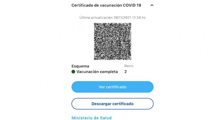 El certificado podrá verse en el celular