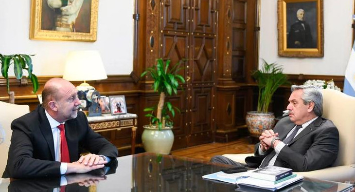 El presidente Alberto Fernández recibió al gobernador de Santa Fe, Omar Perotti, foto presidencia