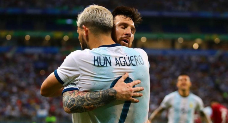 Lionel Messi y Sergio Aguero, selección Argentina.