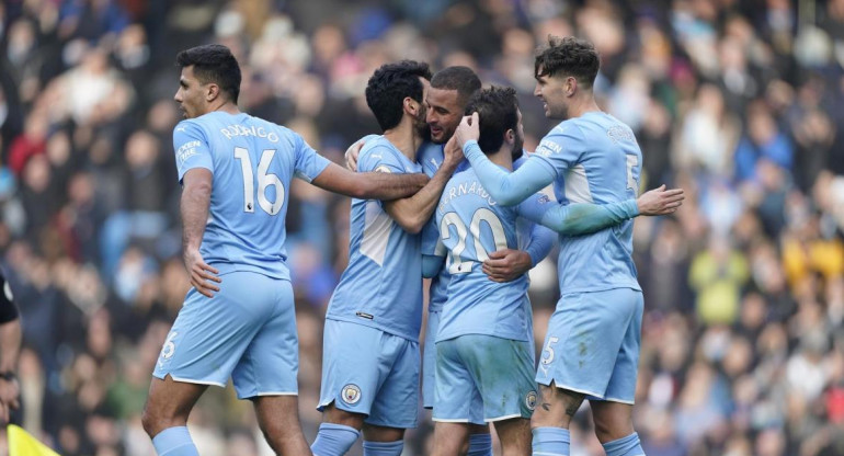 Festejo del Manchester City ante el Chelsea por la Premier League, AGENCIA EFE