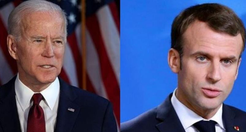 Joe Biden y Macron, foto NA