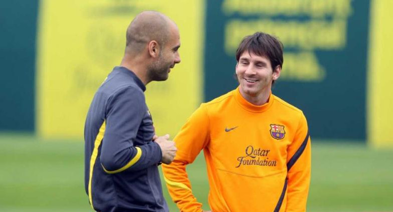 Pep Guardiola y Lionel Mess, foto NA