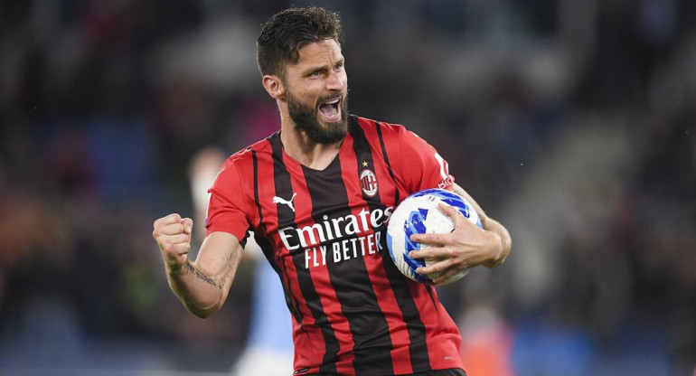 Olivier Giroud, Milan, fútbol italiano, festejo de gol, NA