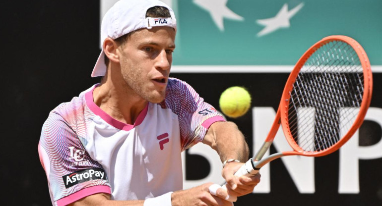 Diego Schwartzman en el Masters 1000 de Roma. Foto: AFP.