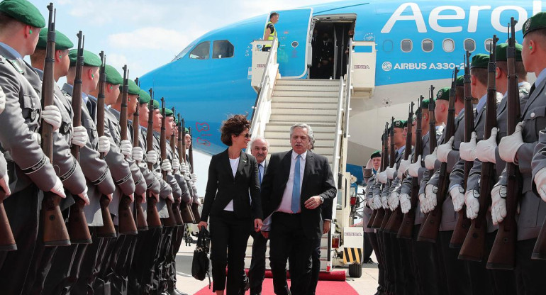 Alberto Fernández llegó , junto a la comitiva oficial, a la ciudad de Berlín. Foto: NA.