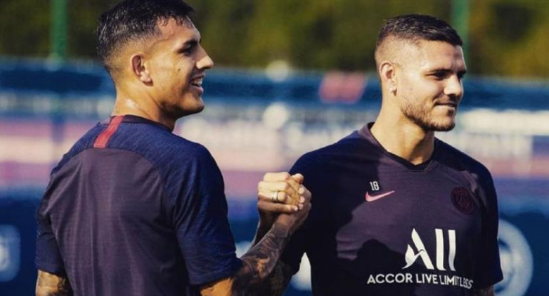 Leandro Paredes y Mauro Icardi. Foto: NA.