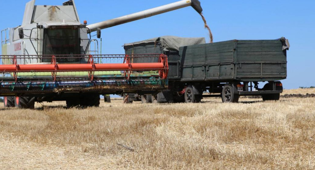 Maquinaria agrícola cosecha trigo. Foto: NA.