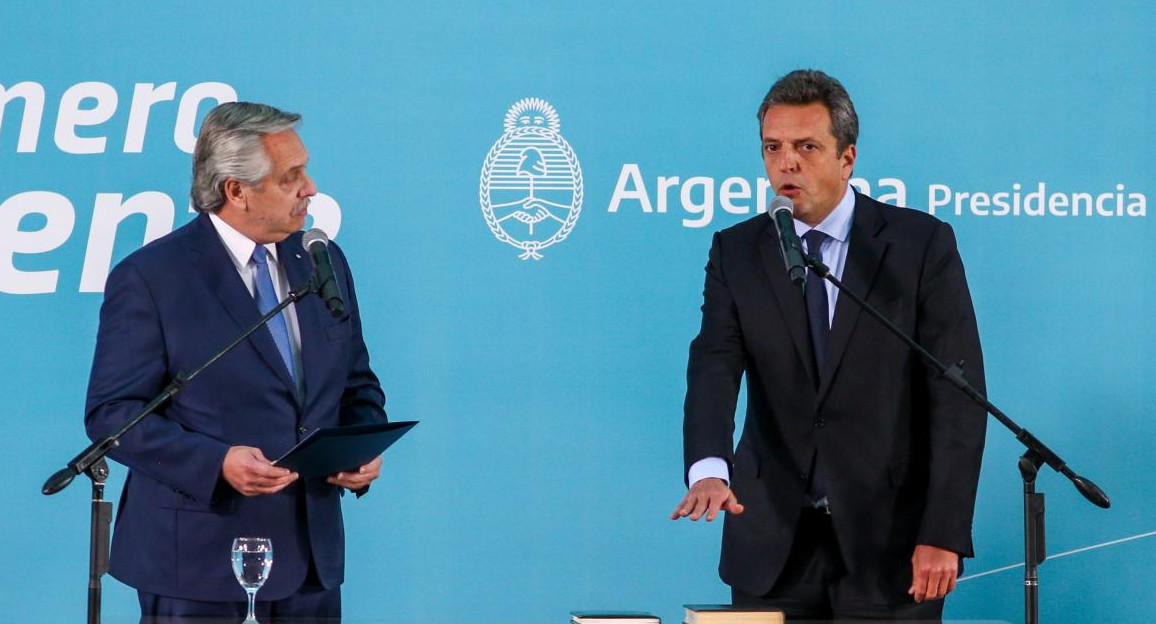 Alberto Fernández en la jura de Sergio Massa. Foto: NA.