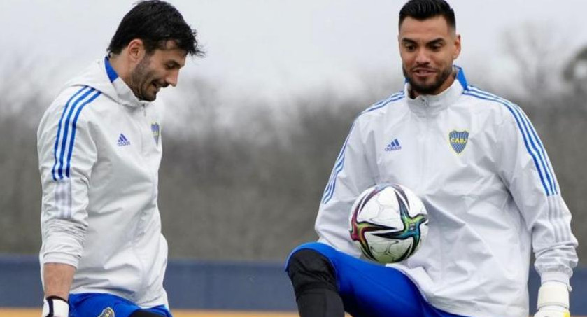 Javier García y Sergio Romero en Boca. Foto: NA.