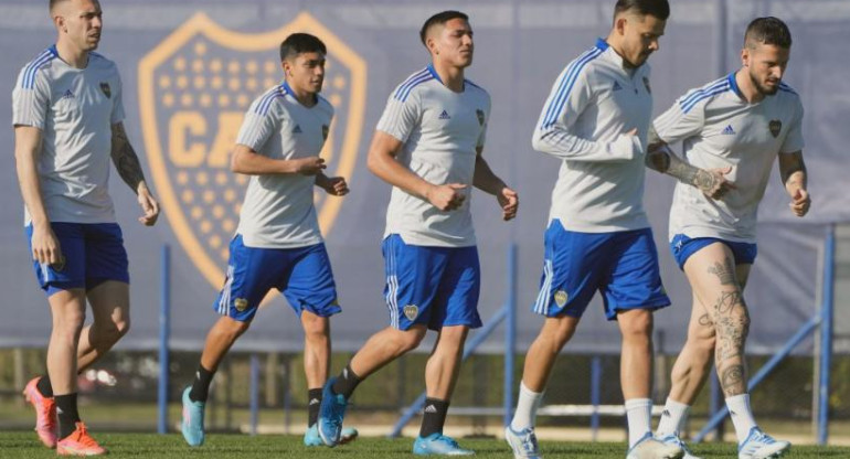 Entrenamiento de Boca, fútbol argentino. Foto: NA.