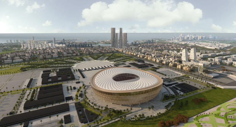 Estadio Lusail, donde se jugará la final del Mundial de Qatar 2022. Foto: NA.