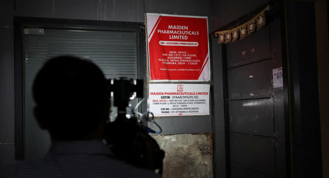 Imágenes fuera de la oficina de la empresa Maiden Pharmaceuticals Ltd., en Nueva Delhi. Foto: REUTERS