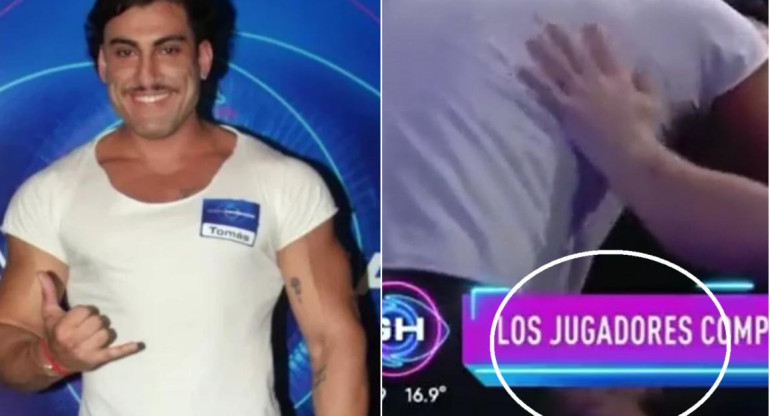 Momento que le ponen algo en el bolsillo. Foto: Gran Hermano, captura de video.