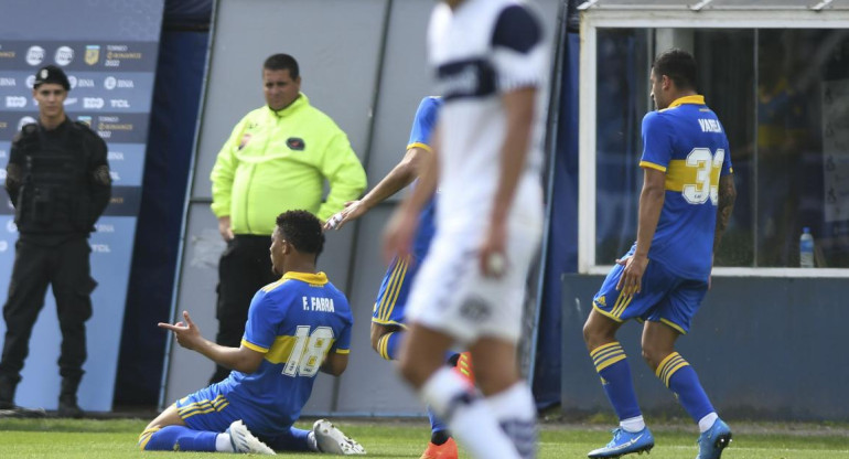 El gol de Frank Fabra contra Gimnasia. Foto: Télam.