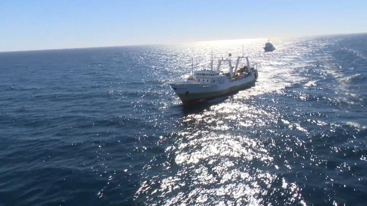 Uno de los pesqueros chinos capturados el año pasado. Foto: Télam.