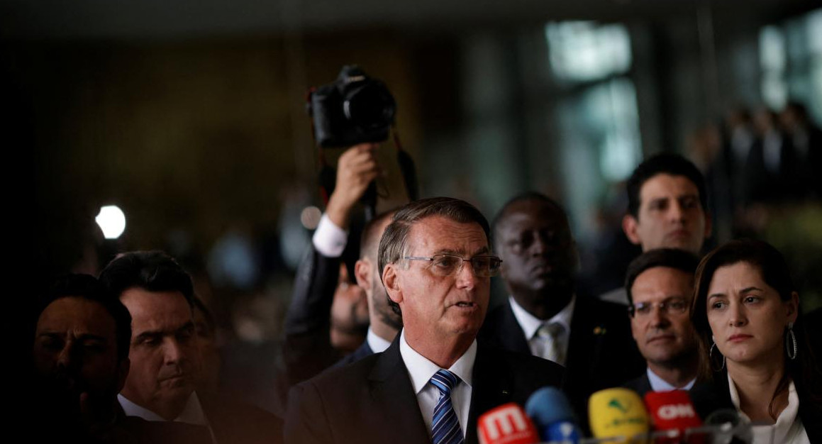 Jair Bolsonaro en conferencia, Brasil. Foto: REUTERS