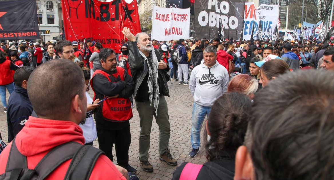 Polo Obrero, manifestación, corte en la avenida 9 de julio, reclamos, piquete, NA