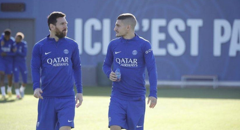 Lionel Messi en el entrenamiento de PSG. 