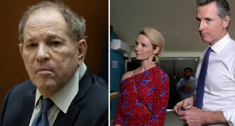 Weinstein, Jennifer Siebel Newsom y el gobernador de California (Reuters)