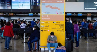 Barbijos en los aeropuertos de Brasil. Foto: REUTERS.