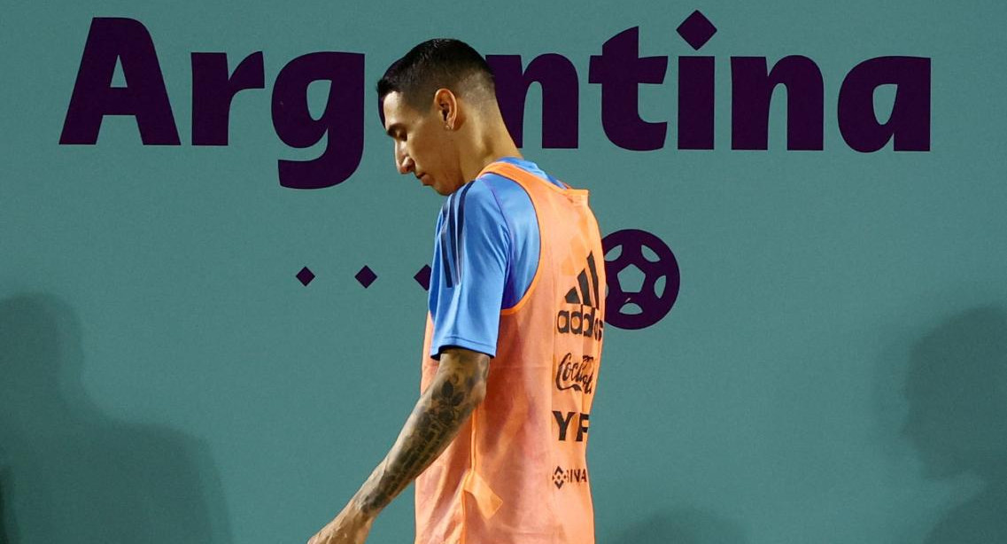 Ángel Di María en entrenamiento de Argentina. Foto: NA.