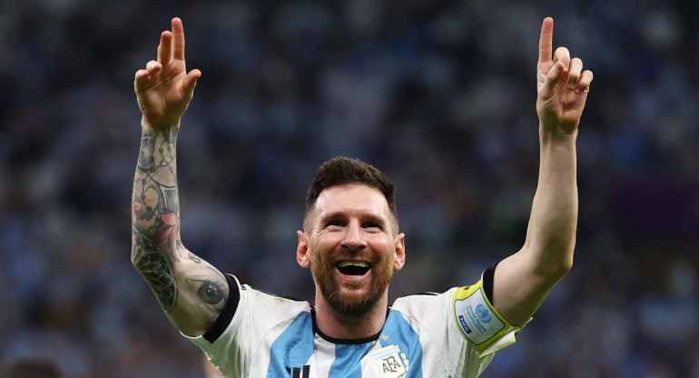 Festejo de Messi; PBA-ARG; Qatar 2022. Foto: Reuters.