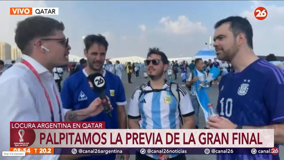 Hinchas argentinos en Qatar, Canal 26