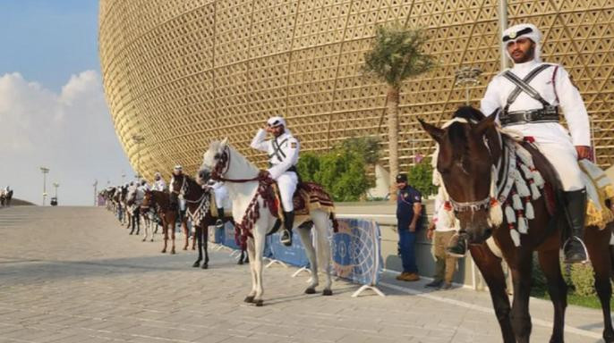 Opertivo de seguridad en el estadio Lusail. Foto: NA.