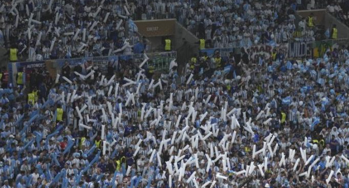 El himno de la selección Argentina. Foto: NA.