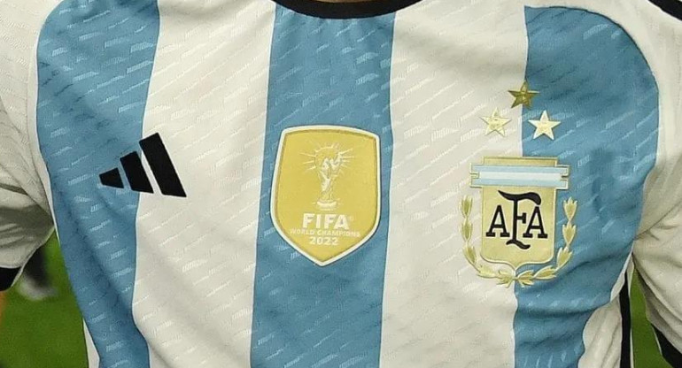 La camiseta de la Selección Argentina con tres estrellas. Foto: AFA.