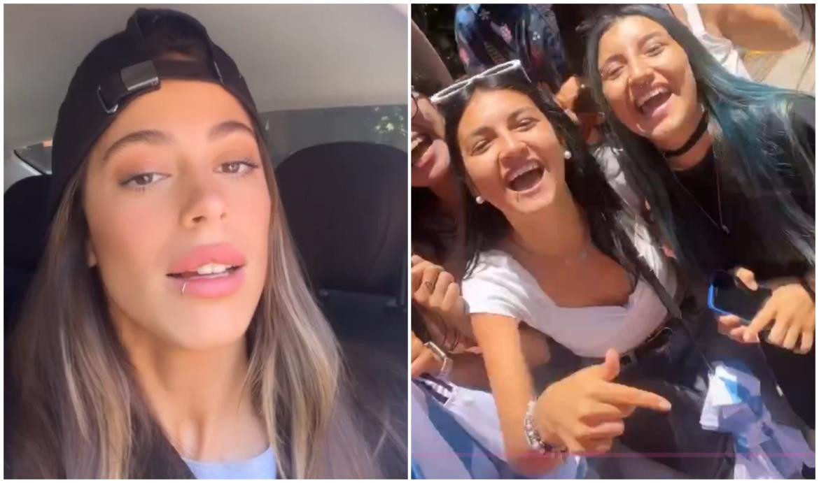 Tini junto a sus fans. Fotos: captura.