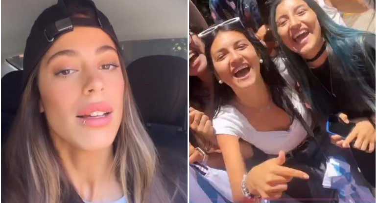 Tini junto a sus fans. Fotos: captura.