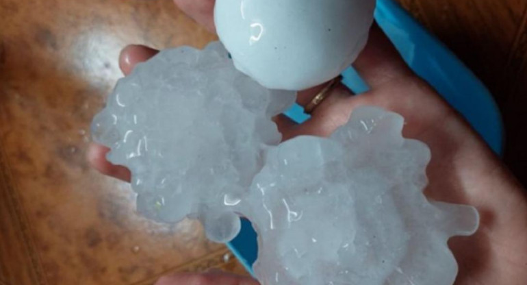 Fuerte caída de granizo en San Luis. Foto: NA