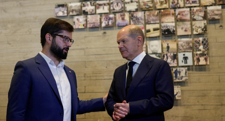 Gabriel Boric y Olaf Scholz en Chile. Foto: Reuters.