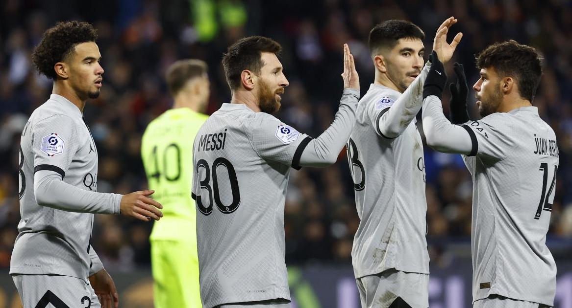 Festejo de Lionel Messi para el PSG ante el Montpellier por la Liga 1. Foto: REUTERS.