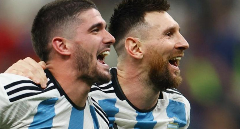 Rodrigo De Paul y Lionel Messi, Selección Argentina. Foto: NA