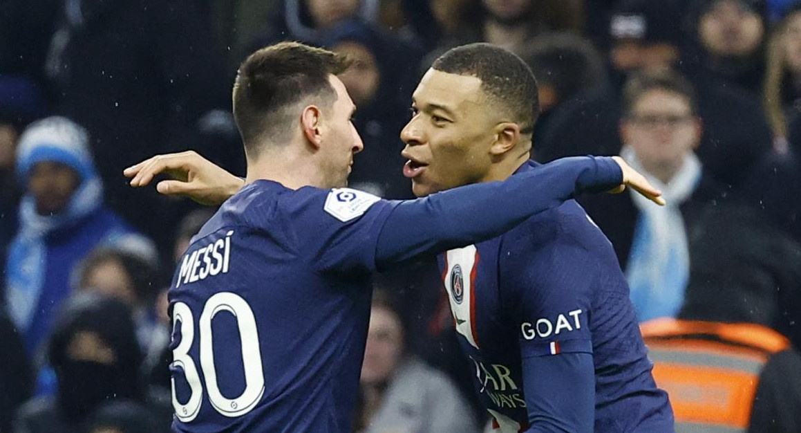 Lionel Messi y Kylian Mbappé; Olympique de Marsella-PSG. Foto: Reuters.