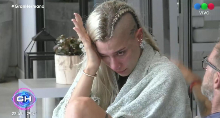 La Tora llorando. Foto Captura gentileza Gran Hermano.