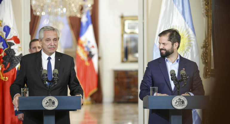 Alberto Fernández y su par de Chile, Gabriel Boric. NA