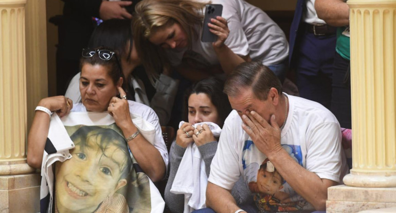 La emoción de Ramón Dupuy, el abuelo de Lucio. Foto: Télam.