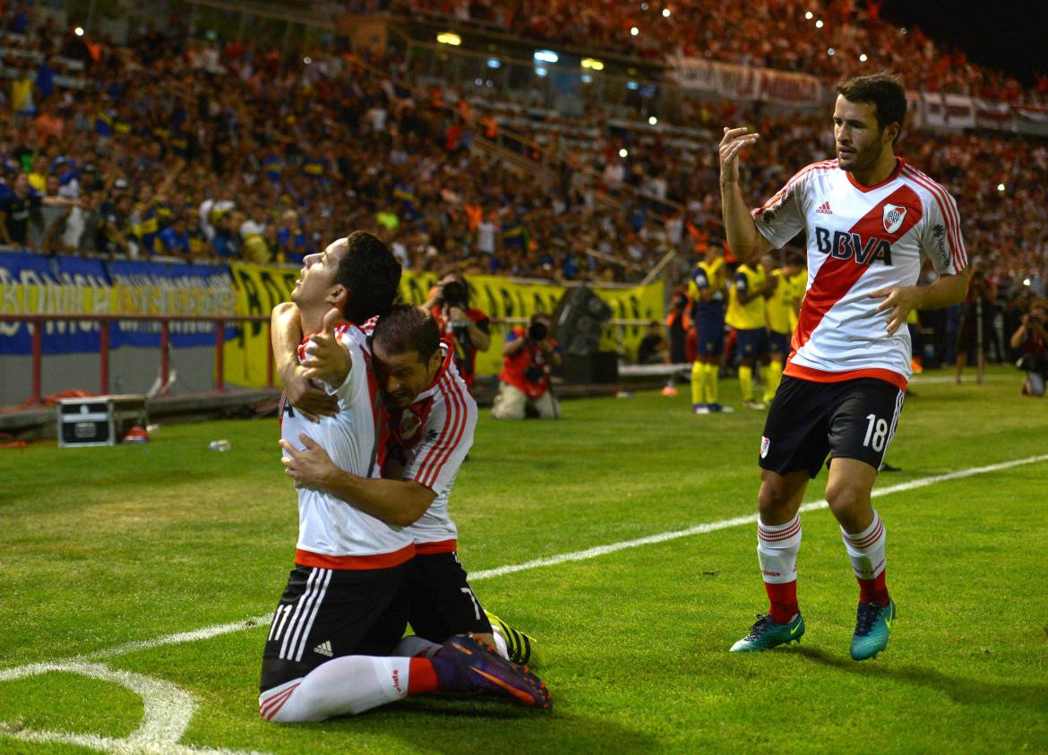 Festejo de Sebastián Driussi vs. Boca Juniors. Foto: NA.