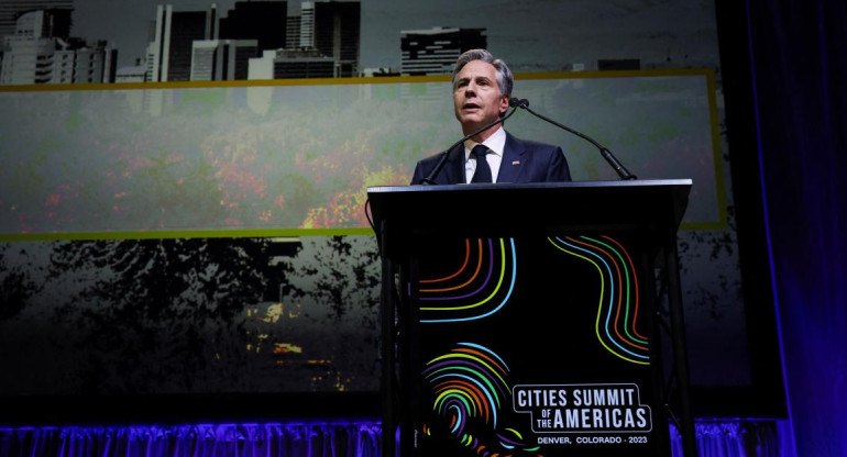 Antony Blinken en la Cumbre de Ciudades de las Américas, celebrada en Denver. Foto: Reuters.