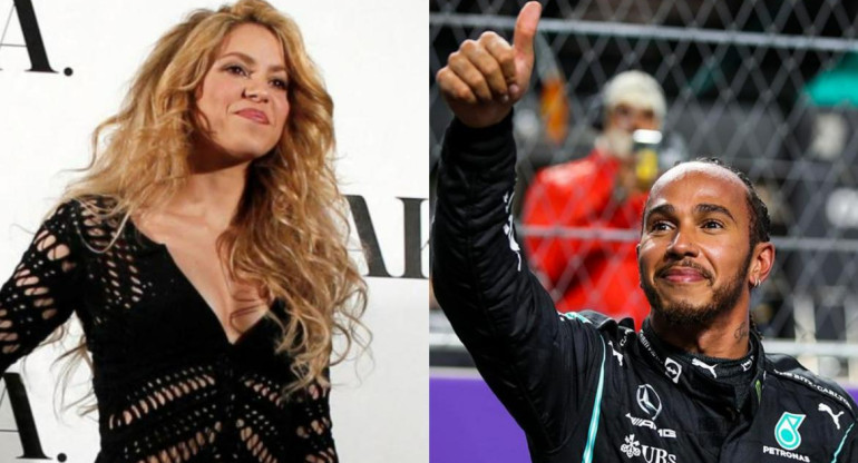 Shakira y Lewis Hamilton. Fotos: Reuters.