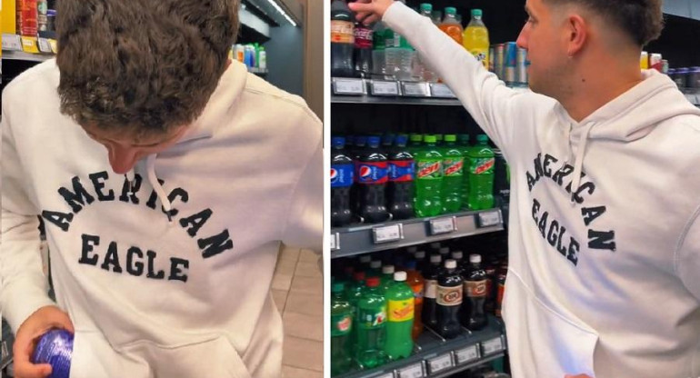 Un joven mostró el método que utilizan en un mercado estadounidense. Foto: Captura de pantalla.