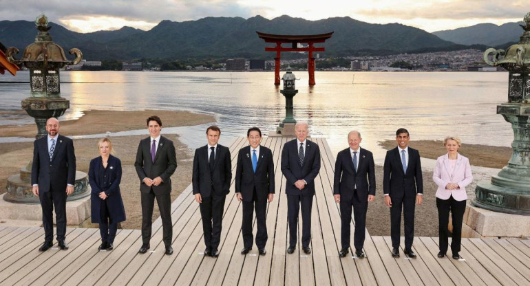 Los líderes del G7 en Hiroshima, Japón. Foto: Reuters.