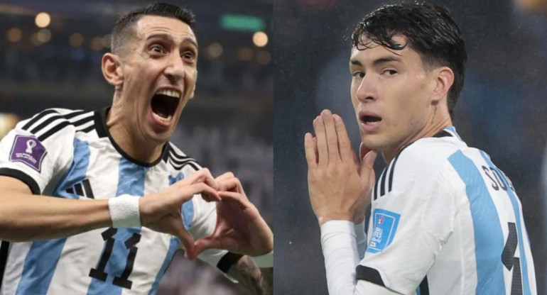 Ángel Di María y Matías Soulé. Fotos: Reuters y EFE.