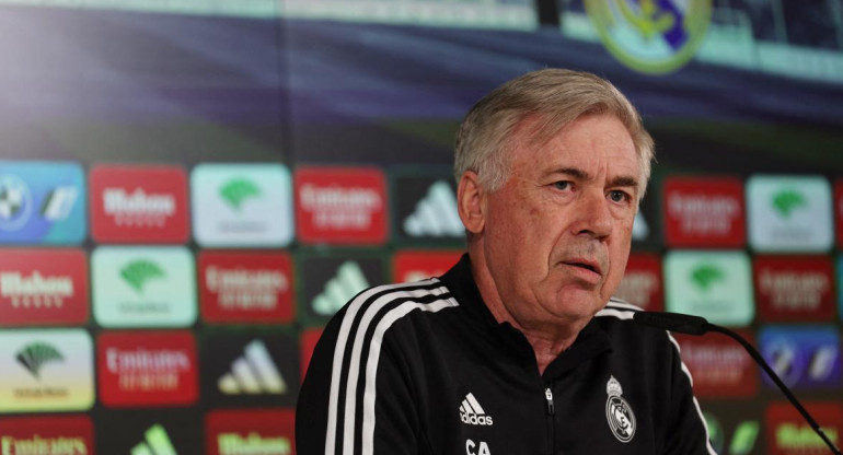 Conferencia de prensa de Carlo Ancelotti. Foto: REUTERS.