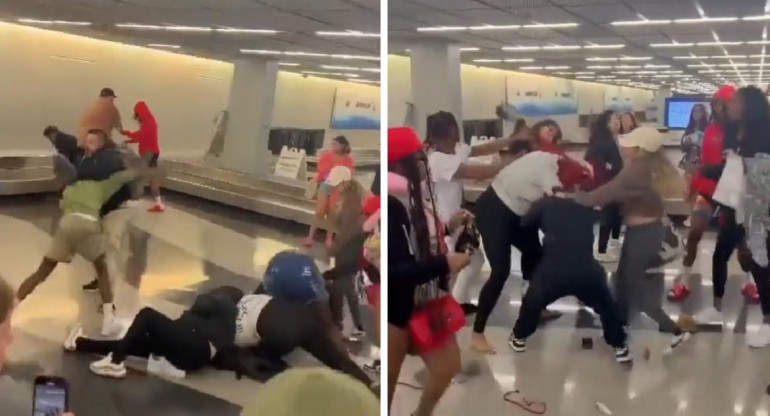 Batalla campal en un aeropuerto de Estados Unidos. Foto: Captura de Pantalla.