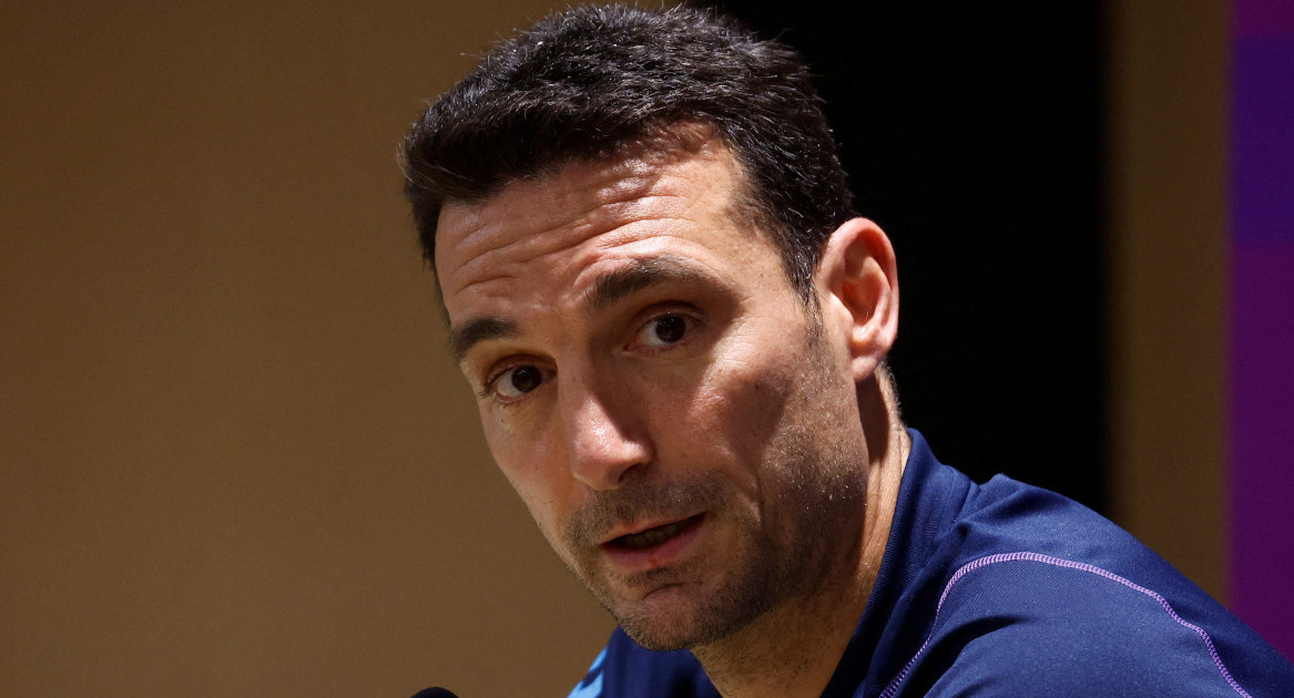 Lionel Scaloni en la conferencia de prensa. Foto: Reuters.