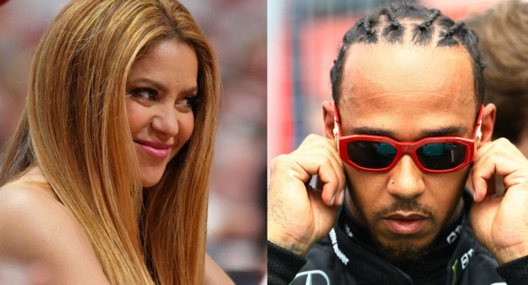 Shakira y Lewis Hamilton. Fotos: Reuters.